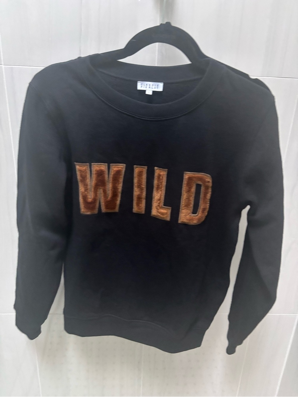 Claudie Pierlot WILD' Crewneck with Brown Lettering -Sweatshirt
